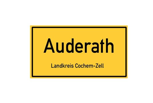 Isolated German city limit sign of Auderath located in Rheinland-Pfalz