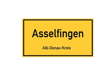 Isolated German city limit sign of Asselfingen located in Baden-W�rttemberg