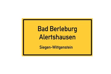 Isolated German city limit sign of Bad Berleburg Alertshausen located in Nordrhein-Westfalen