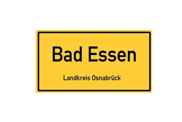 Isolated German city limit sign of Bad Essen located in Niedersachsen