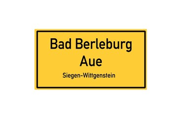Isolated German city limit sign of Bad Berleburg Aue located in Nordrhein-Westfalen