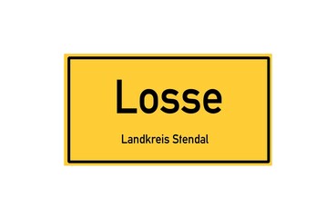 Isolated German city limit sign of Losse located in Sachsen-Anhalt