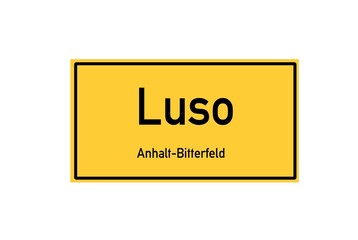 Isolated German city limit sign of Luso located in Sachsen-Anhalt