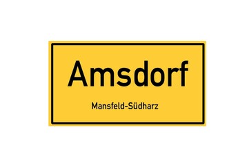 Isolated German city limit sign of Amsdorf located in Sachsen-Anhalt