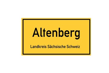 Isolated German city limit sign of Altenberg located in Sachsen