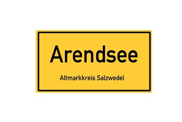 Isolated German city limit sign of Arendsee located in Sachsen-Anhalt