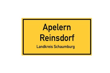 Isolated German city limit sign of Apelern Reinsdorf located in Niedersachsen