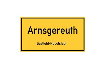 Isolated German city limit sign of Arnsgereuth located in Th�ringen