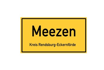 Isolated German city limit sign of Meezen located in Schleswig-Holstein