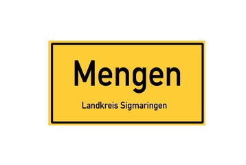 Isolated German city limit sign of Mengen located in Baden-W�rttemberg