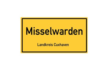 Isolated German city limit sign of Misselwarden located in Niedersachsen
