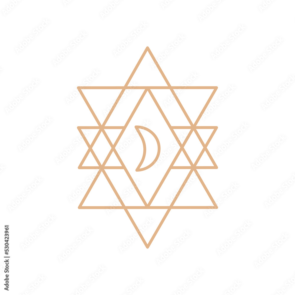 Wall mural logo in a modern style. vector linear icon. boho characters - moon logo design templates - abstract 