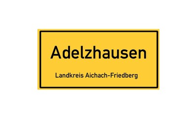 Isolated German city limit sign of Adelzhausen located in Bayern