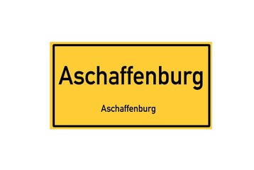 Isolated German city limit sign of Aschaffenburg located in Bayern