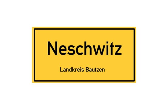 Isolated German city limit sign of Neschwitz located in Sachsen