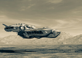 super alien spaceship flying on mars © DM7