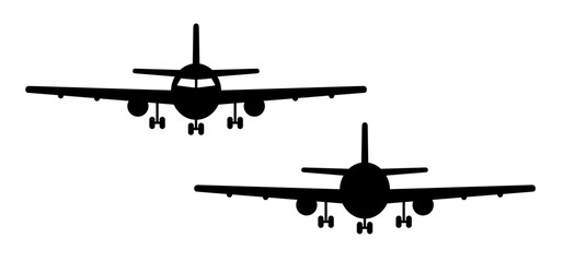 Soaring air plane line path. Take Off airplane, flight route with start point. Vector aircraft sign. Vacation, holliday. Tourism. route concept. front, rear view