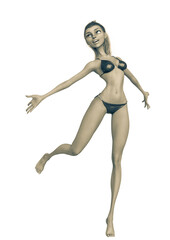 summer girl cartoon having some fun