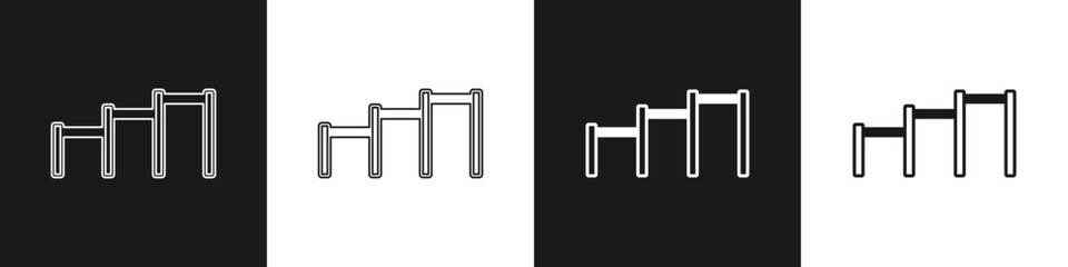 Set Sport horizontal bar icon isolated on black and white background. Vector