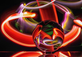 Lightpainting in red -  Glassball