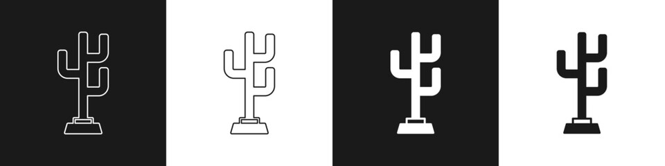 Obraz premium Set Coat stand icon isolated on black and white background. Vector