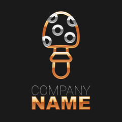 Line Amanita muscaria or fly agaric hallucinogenic toadstool mushroom icon isolated on black background. Spotted poisonous mushroom. Colorful outline concept. Vector