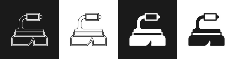 Set Brush for cleaning icon isolated on black and white background. Cleaning service concept. Vector