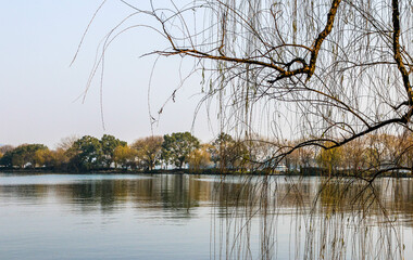 View from West Lake in the city of Hangzhou in China