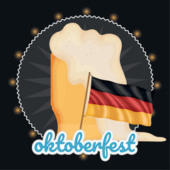 Beer glass with a waving flag of Germany Colored oktoberfest poster Vector