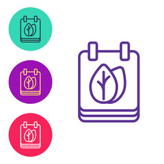 Set line Calendar with autumn leaves icon isolated on white background. Set icons colorful. Vector