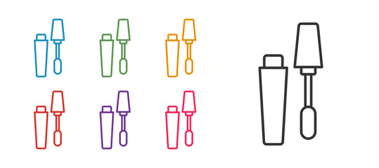 Set line Mascara brush icon isolated on white background. Set icons colorful. Vector