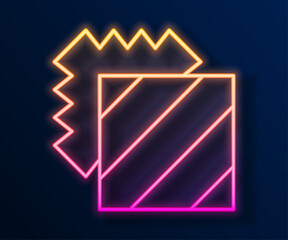 Glowing neon line Layers clothing textile icon isolated on black background. Element of fabric features. Vector