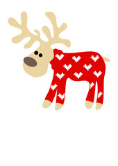 Santa reindeer in Сhristmas pajamas. Deer clipart