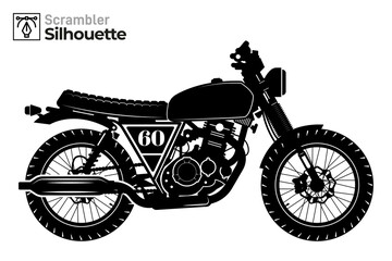 Isolated Scrambler motorbike silhouette illustration. - obrazy, fototapety, plakaty