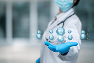 Doctors shows medical icons .