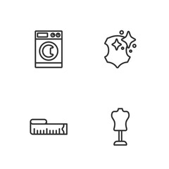 Set line Mannequin, Tape measure, Washer and Leather icon. Vector