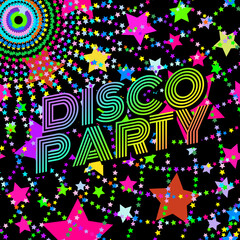 Party Stars Illustration design disco retro vector. light abstract
