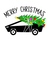 Electric car truck with Christmas tree clipart svg