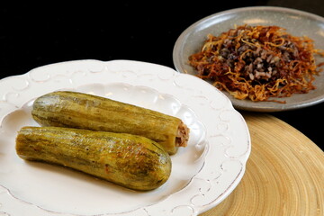 Zucchini stuffed with rice and ground beef, a classic dish of Arabic cuisine