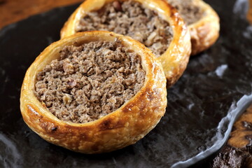 Esfiha Puff Pastry, a classic snack of Arabic cuisine