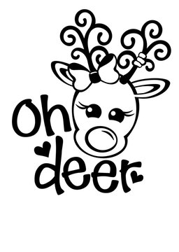 Oh deer quote. Santa reindeer face clipart. Christmas decor