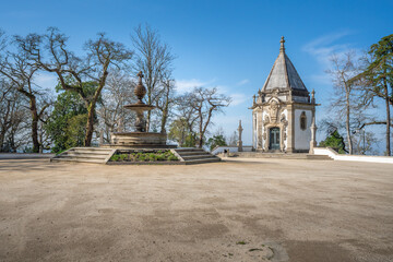 Fountain of Tears and Appearance of Christ Chapel in Evangelists Court (Terreiro dos Evangelistas) at Sanctuary of Bom Jesus do Monte - Braga, Portugal