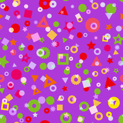 Kids geometric shapes seamless vector pattern.