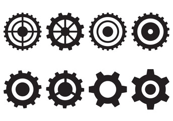 Set isolated gears element in flat style