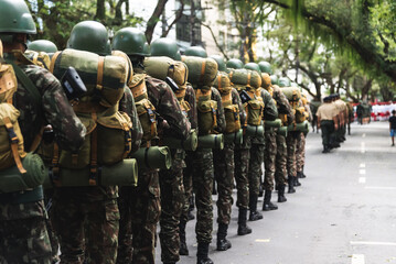 Soldiers of the Brazilian army parading on independence day
