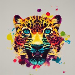 a 3d Illustation of  a colorful cheetah portrait - obrazy, fototapety, plakaty