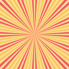 Rays vector yellow beams element. Sunburst shape. Radiating radial lines. Abstract circular shape.