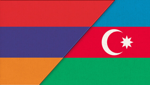 Military conflict between Azerbaijan and Armenia. Two Flag Together