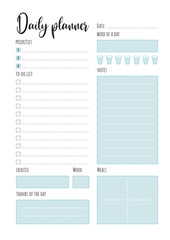 Daily Everyday Routine Planner Printable blue A4