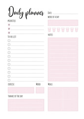 Daily Everyday Routine Planner Printable pink A4